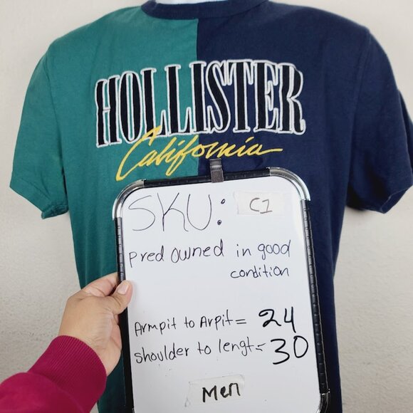 Hollister Men's Navy Green California Crew Neck Short Sleeve T-Shirt Size L - Picture 6 of 6